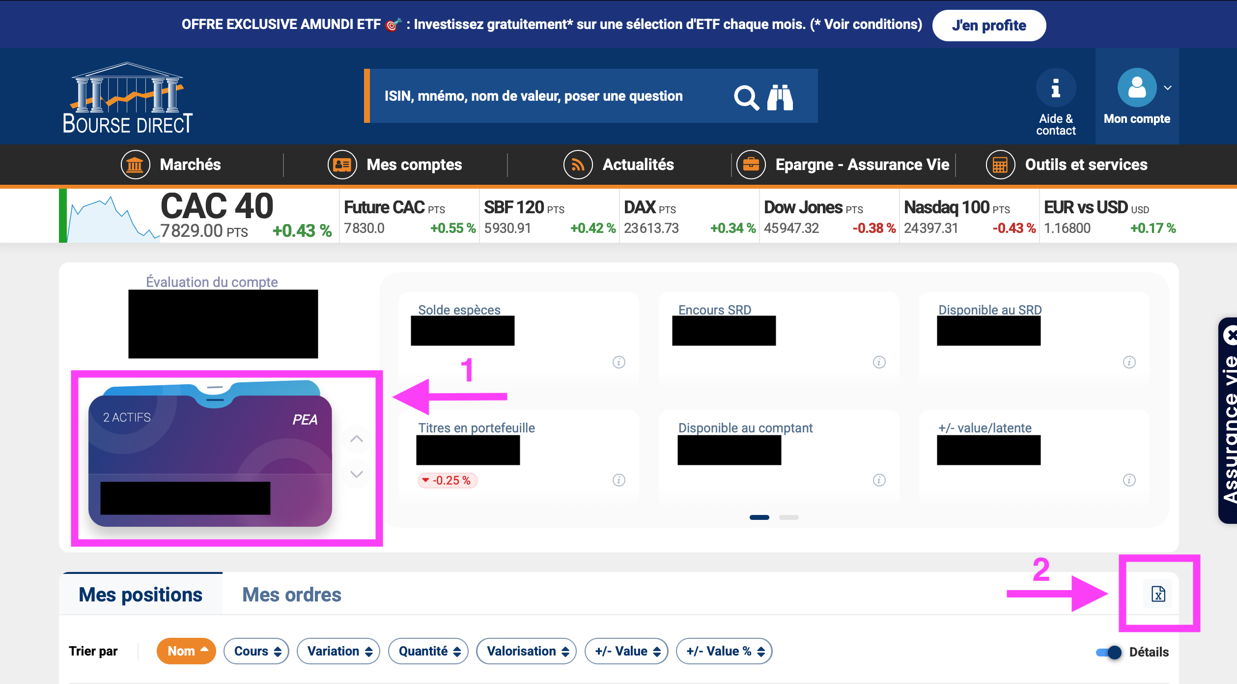 Bourse Direct Portfolio Export